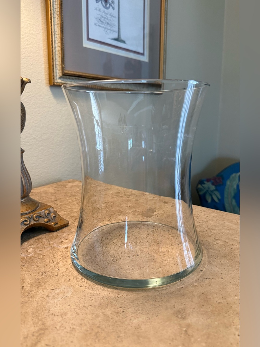 Clear Glass Hourglass Gathering Vase